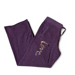 Y2K Victoria's Secret Love Sequin Wide Leg Lounge Pants Purple Heathered Large